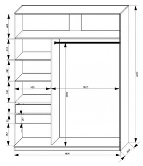 Шкаф-купе 1800 серии SOFT D1+D3+B2+PL1 (2 ящика+1штанга) профиль «Графит» в Ревде - revda.ok-mebel.com | фото 3