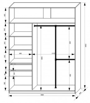 Шкаф-купе 1800 серии SOFT D8+D2+B2+PL4 (2 ящика+F обр.штанга) профиль «Графит» в Ревде - revda.ok-mebel.com | фото 3