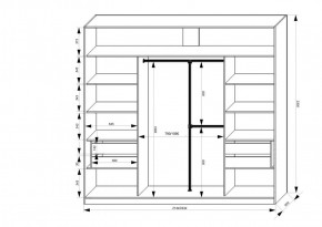 Шкаф-купе 2150 серии NEW CLASSIC K4+K4+K4+B22+PL4(по 2 ящика лев/прав+F обр.штанга) профиль «Капучино» в Ревде - revda.ok-mebel.com | фото 3