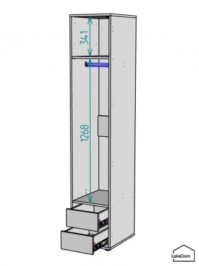 Шкаф Linnea MHR-1-3 2050х400х510 (ДВ-М 11.1.25) в Ревде - revda.ok-mebel.com | фото 3