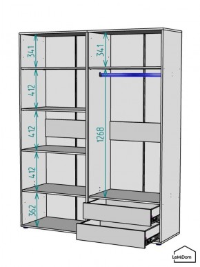 Шкаф Linnea MHR-4-2 2050х1600х510 (ДВ-М 11.1.25) в Ревде - revda.ok-mebel.com | фото 3