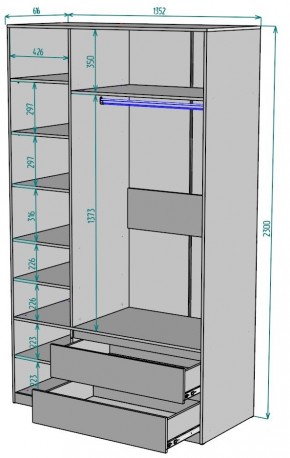 Шкаф Мальта H216 в Ревде - revda.ok-mebel.com | фото 2