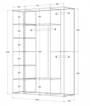 Шкаф Норден 1600 (Дуб Крафт Белый) в Ревде - revda.ok-mebel.com | фото 3