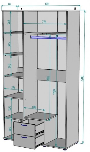 Шкаф Ольга H54 в Ревде - revda.ok-mebel.com | фото 2