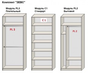 Шкаф распашной серия «ЗЕВС» (PL3/С1/PL2) в Ревде - revda.ok-mebel.com | фото 2