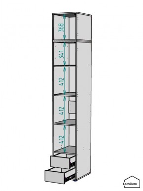 Шкаф с антресолью Linnea MHR-1A-4 2450х400х510 (ДВ-М 11.1.25) в Ревде - revda.ok-mebel.com | фото 3