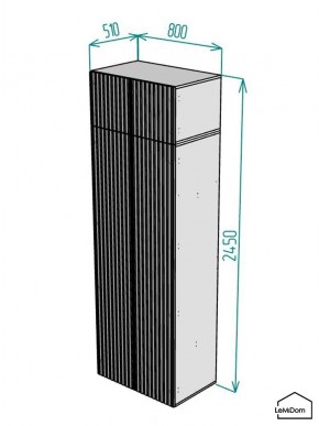 Шкаф с антресолью Linnea MHR-2A-3 2450х800х510 (Графит-М 11.1.25) в Ревде - revda.ok-mebel.com | фото 2