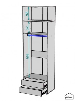 Шкаф с антресолью Linnea MHR-2A-3 2450х800х510 (Графит-М 11.1.25) в Ревде - revda.ok-mebel.com | фото 3