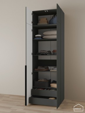 Шкаф с антресолью Linnea MHR-2A-3 2450х800х510 (Графит-М 11.1.25) в Ревде - revda.ok-mebel.com | фото 6