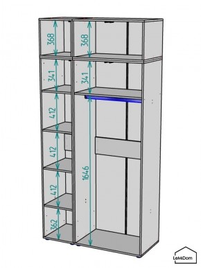 Шкаф с антресолью Linnea MHR-3A-1 2450х1200х510 (Графит-М 11.1.25) в Ревде - revda.ok-mebel.com | фото 3