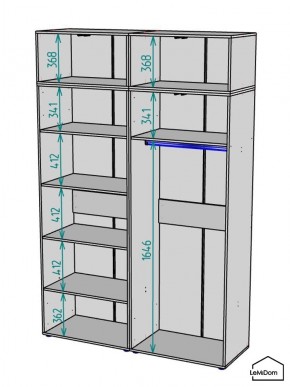 Шкаф с антресолью Linnea MHR-4A-1 2450х1600х510 (Графит-М 11.1.25) в Ревде - revda.ok-mebel.com | фото 3