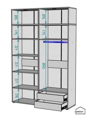 Шкаф с антресолью Linnea MHR-4A-2 2450х1600х510 (Графит-М 11.1.25) в Ревде - revda.ok-mebel.com | фото 3