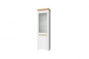 Шкаф с витриной  1V1D, TAURUS, цвет белый/дуб вотан в Ревде - revda.ok-mebel.com | фото