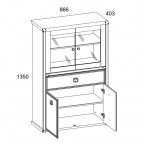 Шкаф с витриной 2V2D1SL, MAGELLAN, цвет Сосна винтаж в Ревде - revda.ok-mebel.com | фото 3