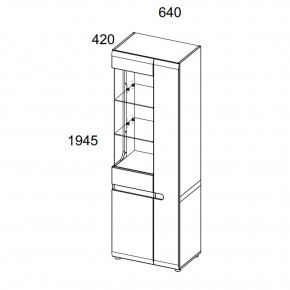 Шкаф с витриной 3D/TYP 01L, LINATE ,цвет белый/сонома трюфель в Ревде - revda.ok-mebel.com | фото 2