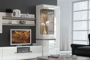 Шкаф с витриной 3D/TYP 01L, LINATE ,цвет белый/сонома трюфель в Ревде - revda.ok-mebel.com | фото 6