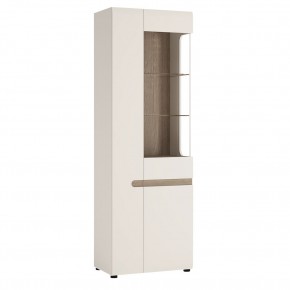 Шкаф с витриной 3D/TYP 01P, LINATE ,цвет белый/сонома трюфель в Ревде - revda.ok-mebel.com | фото 1