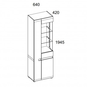 Шкаф с витриной 3D/TYP 01P, LINATE ,цвет белый/сонома трюфель в Ревде - revda.ok-mebel.com | фото 2