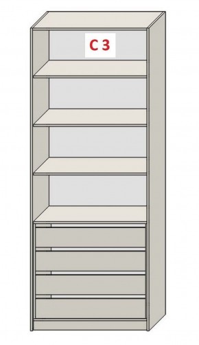 Шкаф СТАНДАРТ С3 4 ящика серия "ГЕСТИЯ" (Бело-серый/Дуб Небраска натуральный ) 800*520*2300 в Ревде - revda.ok-mebel.com | фото 2