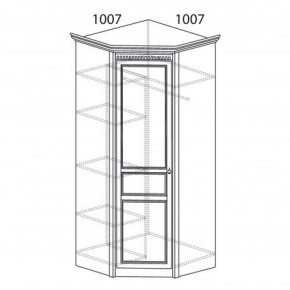 Шкаф угловой №183 "Лючия" Фасад зеркало (Угол 1007*1007) Дуб оксфорд в Ревде - revda.ok-mebel.com | фото 2