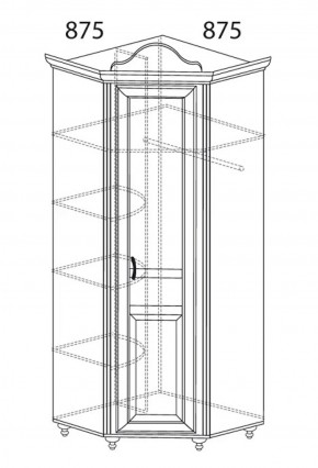 Шкаф угловой №562 "Алиса" (угол 875*875) в Ревде - revda.ok-mebel.com | фото 2