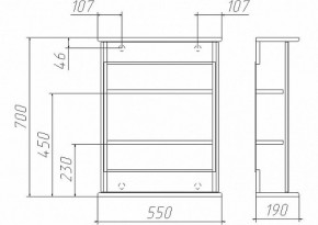 Шкаф-зеркало Милана 55 (правый/левый) Айсберг (DA1063HZ) в Ревде - revda.ok-mebel.com | фото 2