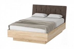 СОНАТА КРС-1400 Кровать с ПМ (дуб сонома/велюр коричневый) в Ревде - revda.ok-mebel.com | фото