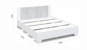 Спальня Аврора Кровать 160 со встроенным основанием под матрас Белый/Ателье светлый в Ревде - revda.ok-mebel.com | фото