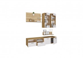 Стенка НЕНСИ 3 (Крафт золотой/Белый глянец) в Ревде - revda.ok-mebel.com | фото 2
