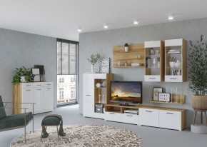 Стенка НЕНСИ 3 (Крафт золотой/Белый глянец) в Ревде - revda.ok-mebel.com | фото 3