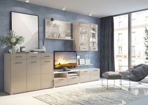 Стенка НЕНСИ 3 (Ясень Шимо светлый/Капучино глянец) в Ревде - revda.ok-mebel.com | фото 2