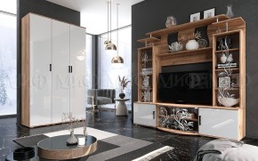 Стенка Виста (Белый глянец/Дуб крафт) в Ревде - revda.ok-mebel.com | фото 3