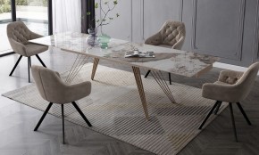 Стол ACERRA NEW 160 GLOSS LUXURY PANDORA SOLID CERAMIC/ каркас цвета шампань, ®DISAUR в Ревде - revda.ok-mebel.com | фото 3
