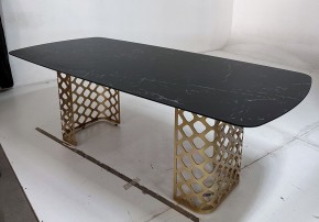 Стол CHIAVARI 220 KL-116 Черный мрамор матовый, итальянская керамика / бронзовый, ®DISAUR в Ревде - revda.ok-mebel.com | фото 4