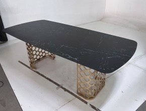 Стол CHIAVARI 220 KL-116 Черный мрамор матовый, итальянская керамика / бронзовый, ®DISAUR в Ревде - revda.ok-mebel.com | фото 6