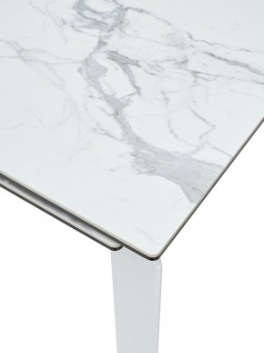Стол CORNER 120 HIGH GLOSS STATUARIO керамика, стекло/ белый каркас, ®DISAUR в Ревде - revda.ok-mebel.com | фото 2
