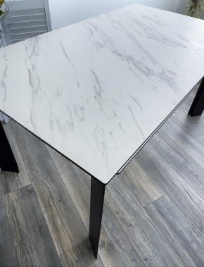 Стол CREMONA 180 KL-99 Белый мрамор матовый, итальянская керамика / черный каркас, ®DISAUR в Ревде - revda.ok-mebel.com | фото 2