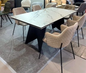 Стол IVAR 180 MARBLES KL-188 Контрастный мрамор, итальянская керамика, ®DISAUR в Ревде - revda.ok-mebel.com | фото 11