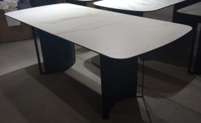 Стол RASMUS 160 TL-45 Белый мрамор, испанская керамика / черный каркас, ®DISAUR в Ревде - revda.ok-mebel.com | фото 2