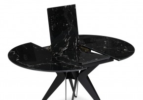 Стол стеклянный Рикла 110(150)х110х76 черный мрамор / черный в Ревде - revda.ok-mebel.com | фото 4