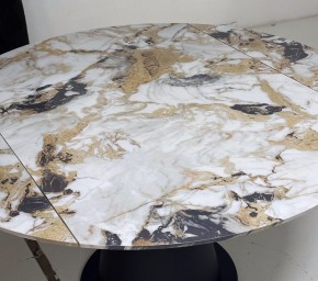 Стол TERAMO 135 GLOSS GRAND JADE SOLID CERAMIC, керамика, поворотн.механизм / Черный каркас, ®DISAUR в Ревде - revda.ok-mebel.com | фото 4