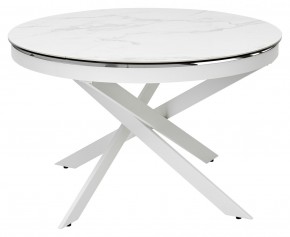 Стол TRENTO 120 HIGH GLOSS STATUARIO Белый мрамор глянцевый, керамика/ белый каркас, ®DISAUR в Ревде - revda.ok-mebel.com | фото 2