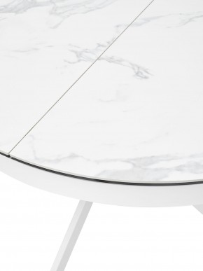 Стол TRENTO 120 HIGH GLOSS STATUARIO Белый мрамор глянцевый, керамика/ белый каркас, ®DISAUR в Ревде - revda.ok-mebel.com | фото 4