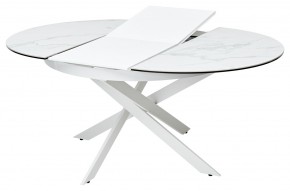 Стол TRENTO 120 HIGH GLOSS STATUARIO Белый мрамор глянцевый, керамика/ белый каркас, ®DISAUR в Ревде - revda.ok-mebel.com | фото 5