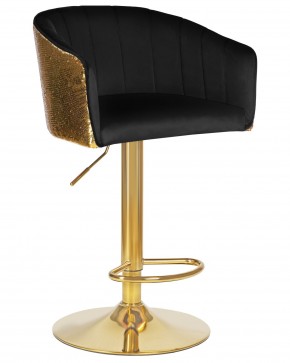 Стул барный DOBRIN DARCY GOLD SHINY, черный велюр с золотыми пайетками в Ревде - revda.ok-mebel.com | фото