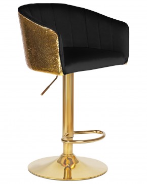 Стул барный DOBRIN DARCY GOLD SHINY, черный велюр с золотыми пайетками в Ревде - revda.ok-mebel.com | фото 2