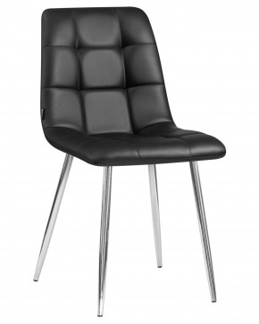 Стул обеденный DOBRIN ALEX, хром ножки, чёрная экокожа (P-01) в Ревде - revda.ok-mebel.com | фото