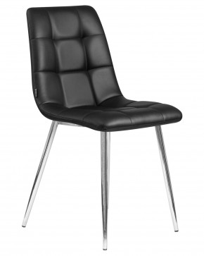 Стул обеденный DOBRIN ALEX, хром ножки, чёрная экокожа (P-01) в Ревде - revda.ok-mebel.com | фото 2