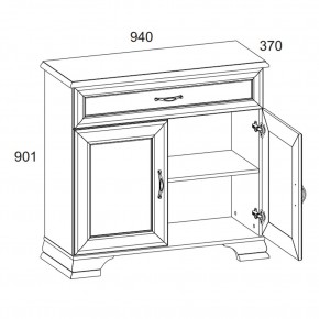 Тумба 2D1S, TIFFANY, цвет вудлайн кремовый в Ревде - revda.ok-mebel.com | фото 3