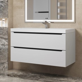 Тумба под раковину Uperwood Tanos 100 см, подвесная, белая/графит в Ревде - revda.ok-mebel.com | фото